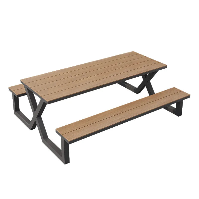 Outdoor Metal Integrated Table and Chair Set for Garden Courtyard Park Commercial Use-Durable Design with Quick-Dry Cushion