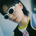 2023 New Slim Purple Oval Sunglasses Oval Shape Sunglasses Muti Colors Black Purple Cute UV Protective Female Sunglass