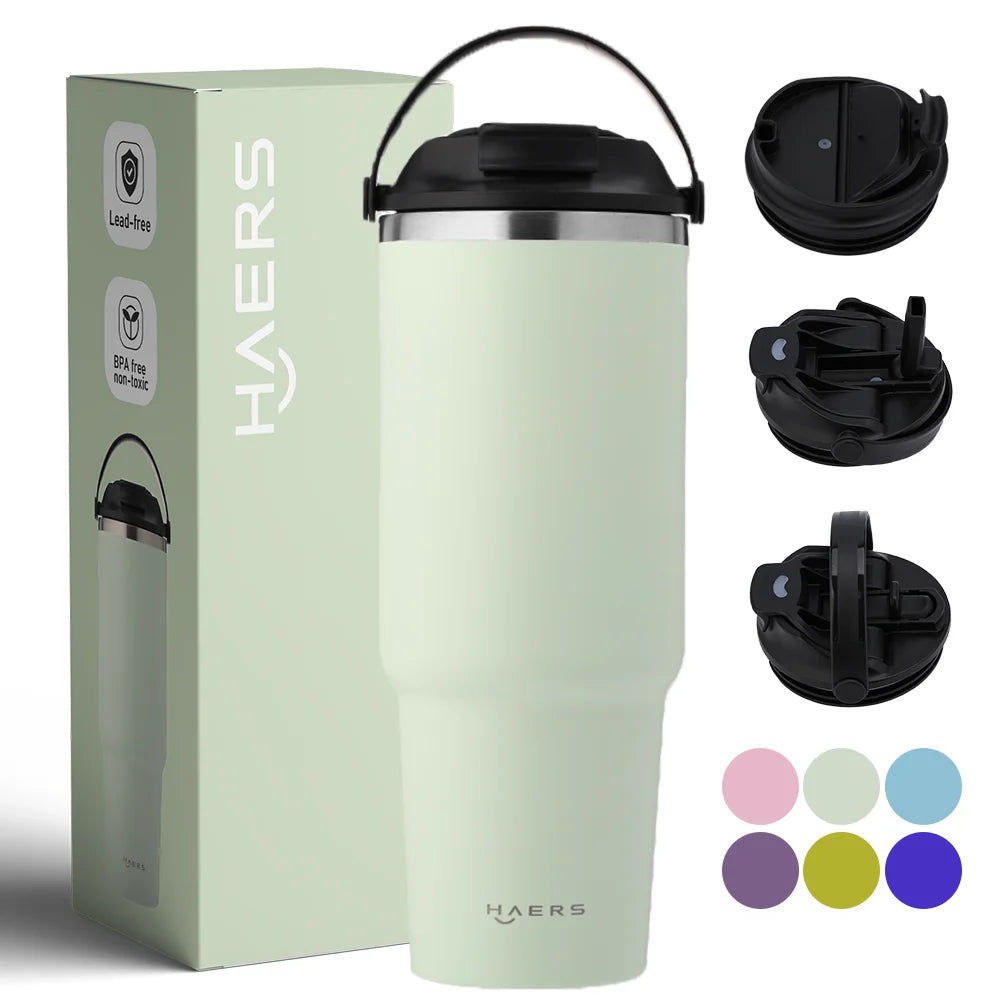 4 in 1 Stainless Steel Double Wall Vacuum Cup Travel Coffee Mug Tumbler with Handle