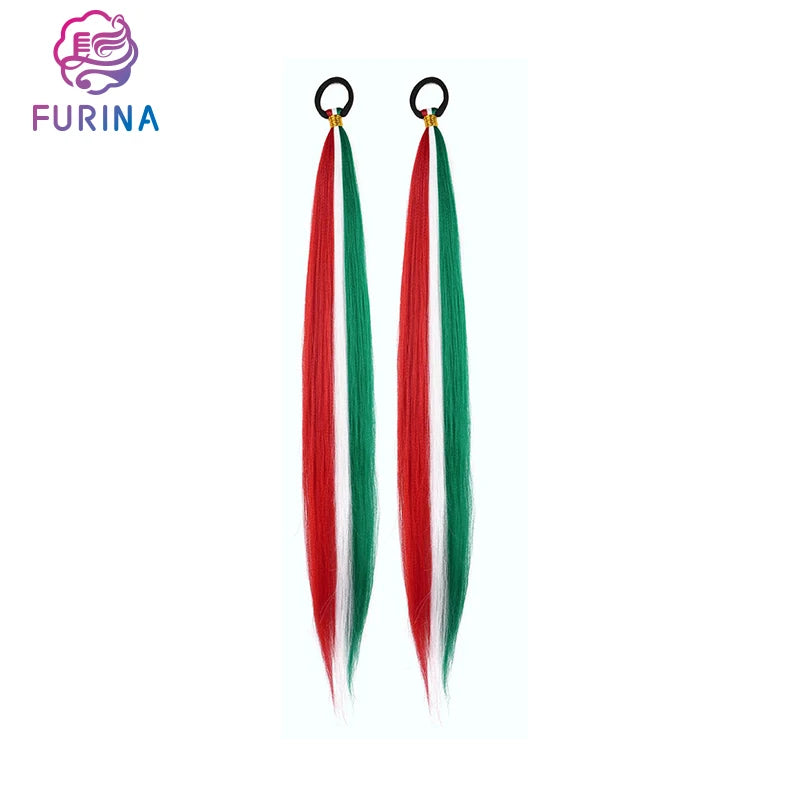 Celebrations Low Temperature Flame Retardant Synthetic Fiber Braids Ponytail Hair Extensions Christmas Ponytails for Women