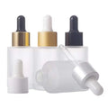 30ml Frosted Cosmetic Glass Essential Oil Bottle with White Dropper Glass Pump Cosmetic Serum Oil Dropper Bottle