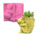 E-0005 Cherub Flowerpot Silicone Mold Cute Angel Crystal Glue Gypsum Arts Crafts Candle Make Tools Baking Decorate Succulent
