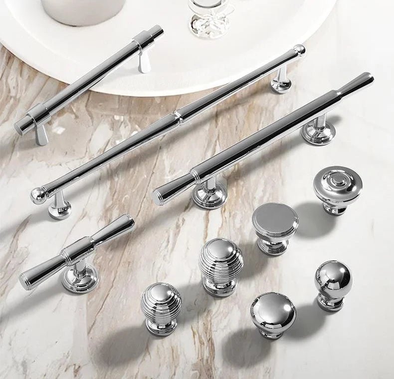 Hot Sale Polished Silver Chrome Cupboard Kitchen Cabinet Furniture Brass Handle Knob