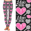 2025 Newest Custom Design Buttery Soft Double Side Brushed pink Valentine Heart Printed Leggings