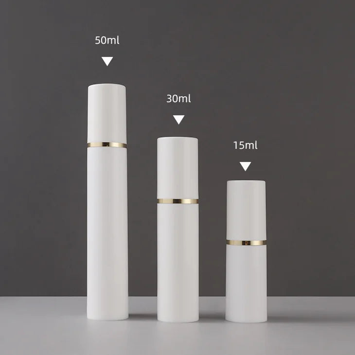 WOGU White Lotion Serum Bottle 15ml 30ml 50ml Skincare Cosmetic Packaging PP Golden Line Cosmetic Plastic Airless Pump Bottle