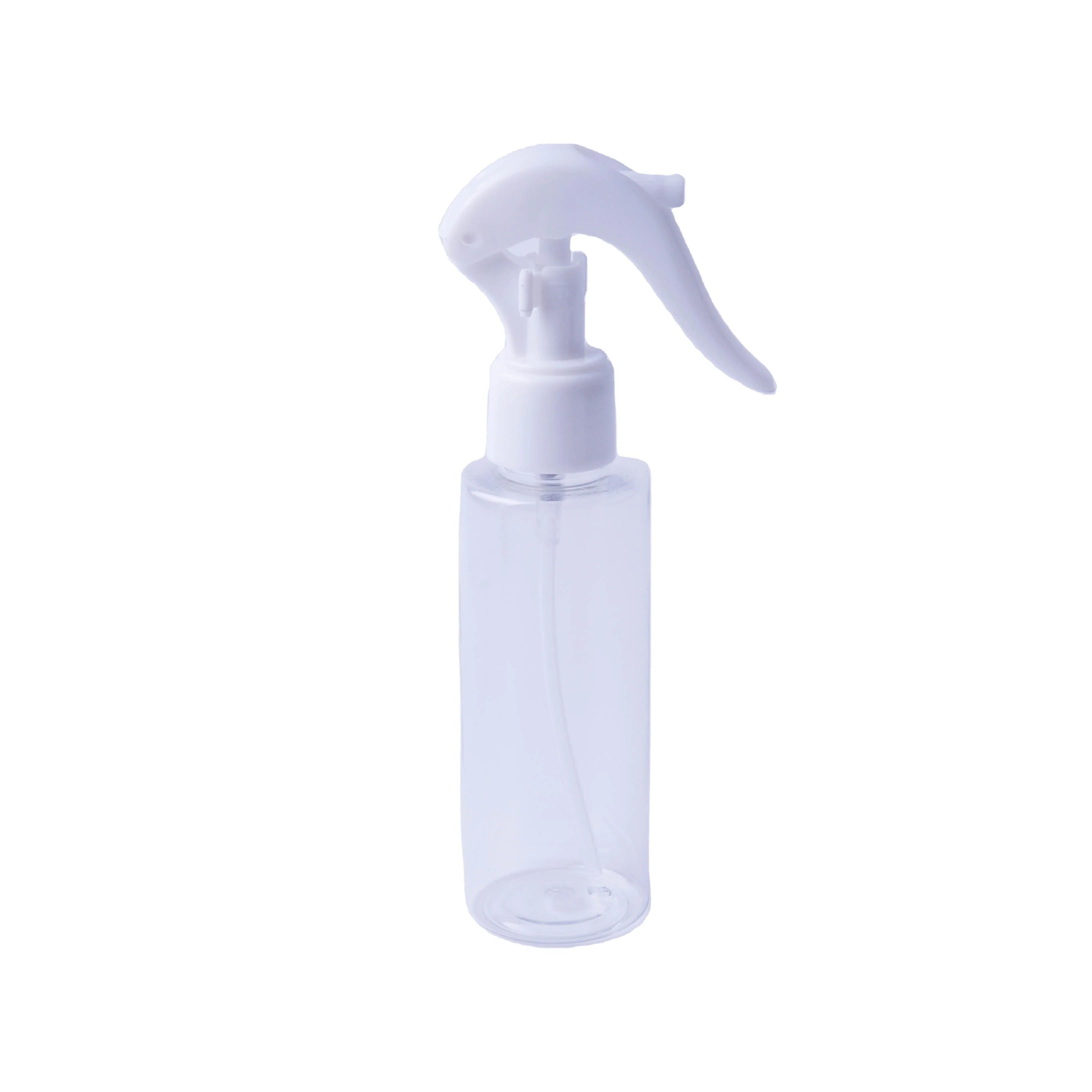 Wholesale 100ml PET Transparent Flat Shoulder Fine Mist Trigger Spray Bottle Empty Plastic Packaging Liquid