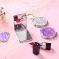 Wholesale Quicksand Double-sided Magnifying Mirrors Cute Handheld Small Portable Foldable Makeup Mirrors for the People