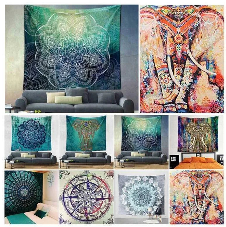 150*130CM Indian Bohemian Mandala Tapestry Wall Hangings Beach Picnic Throw Rug Blanket Wall Hanging Decor