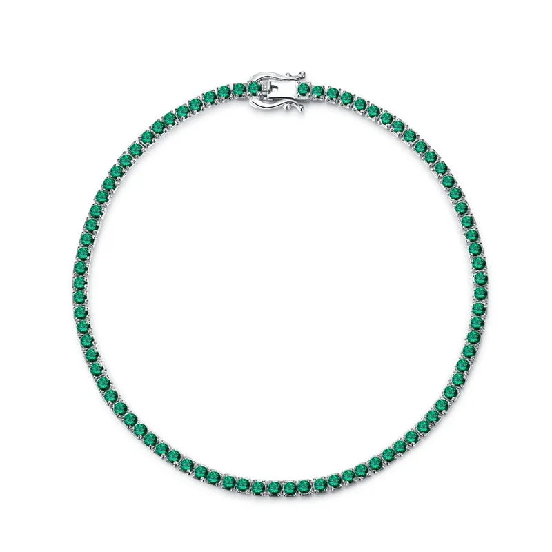 5 Colors 2mm Popular S925 Sterling Silver Tennis Chain Single Row Diamond Zircon Bracelet for Women