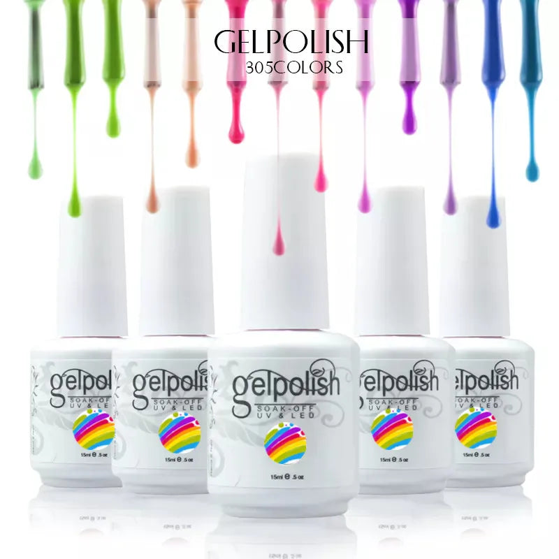 Hot Selling 360 Colors Fashion UV Gel Nail Polish OEM / ODM Privide Sample 15ml HEMA & TPO Free Nail Gel Polish