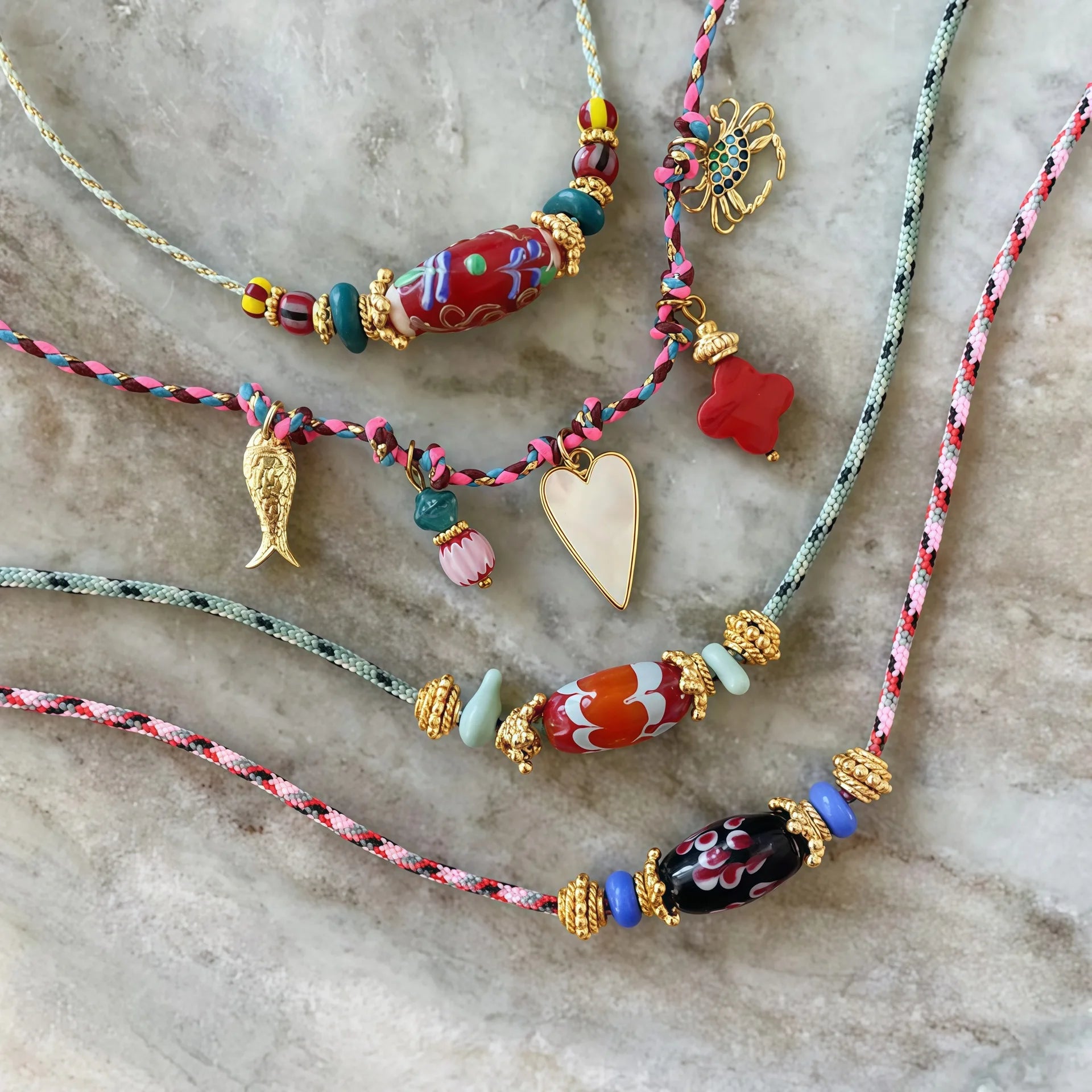 Bohemian Style Clothing Accessories Oval Colorful Chain Cross-Border Necklace Retro Rope Fine Chains Rope Chain Necklace