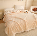 Super Soft Luxury Solid 300gsm Double Layer Fleece Blanket Custom Soild Knitted Bed Cover for Autumn Winter