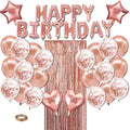 Rose Gold Birthday Party Balloon Set Rain Curtain Happy Birthday 12inch Foil Ballons