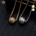 Manufactured in New Style Fashionable Stainless Steel Necklace with Gold Plated 3 Sizes Basketball Ball Pendant