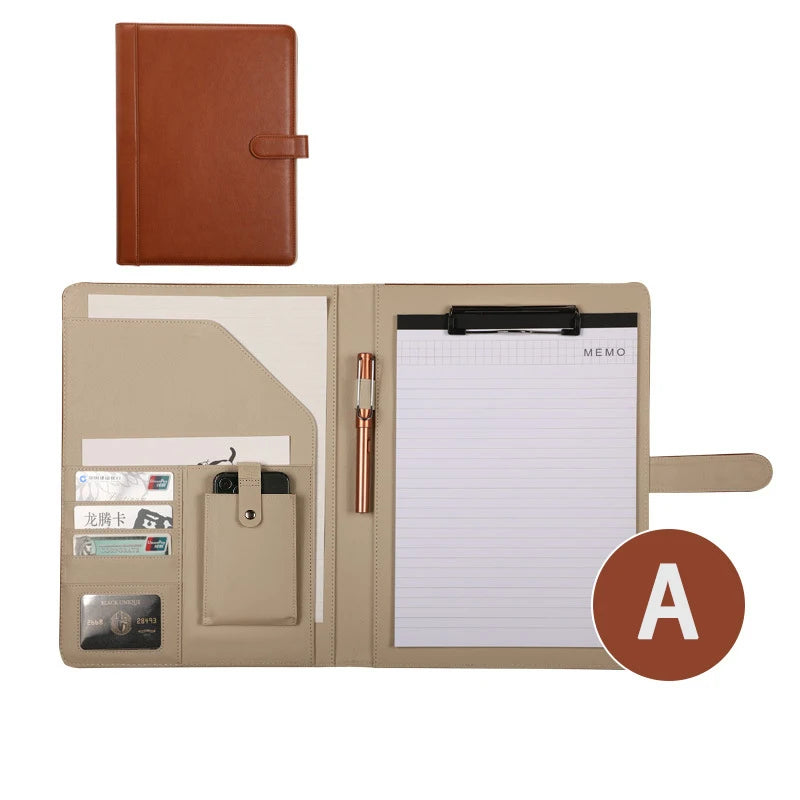 Binder Notebook Pocket File Business Organizer A4 Pu Leather Portfolio Folder