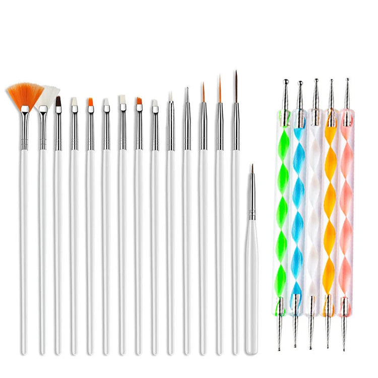 Wholesale 15 Nail Art Pens + 5 Spiral Rod Double Point Drill Pen Professional Nail Tools Set