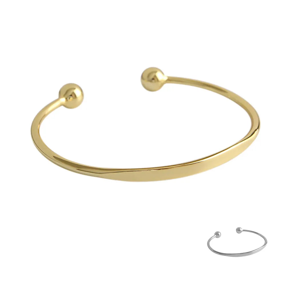 FUAMAY Silver Nail Open End Cuff Bangle Bracelet Ball Cuff Bangle Gold Color Flat Bangles 925 Silver Hip Hop Jewelry Bracelets