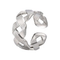 BM Hollow Eco-friendly Silver Stainless Steel Open Women Rings