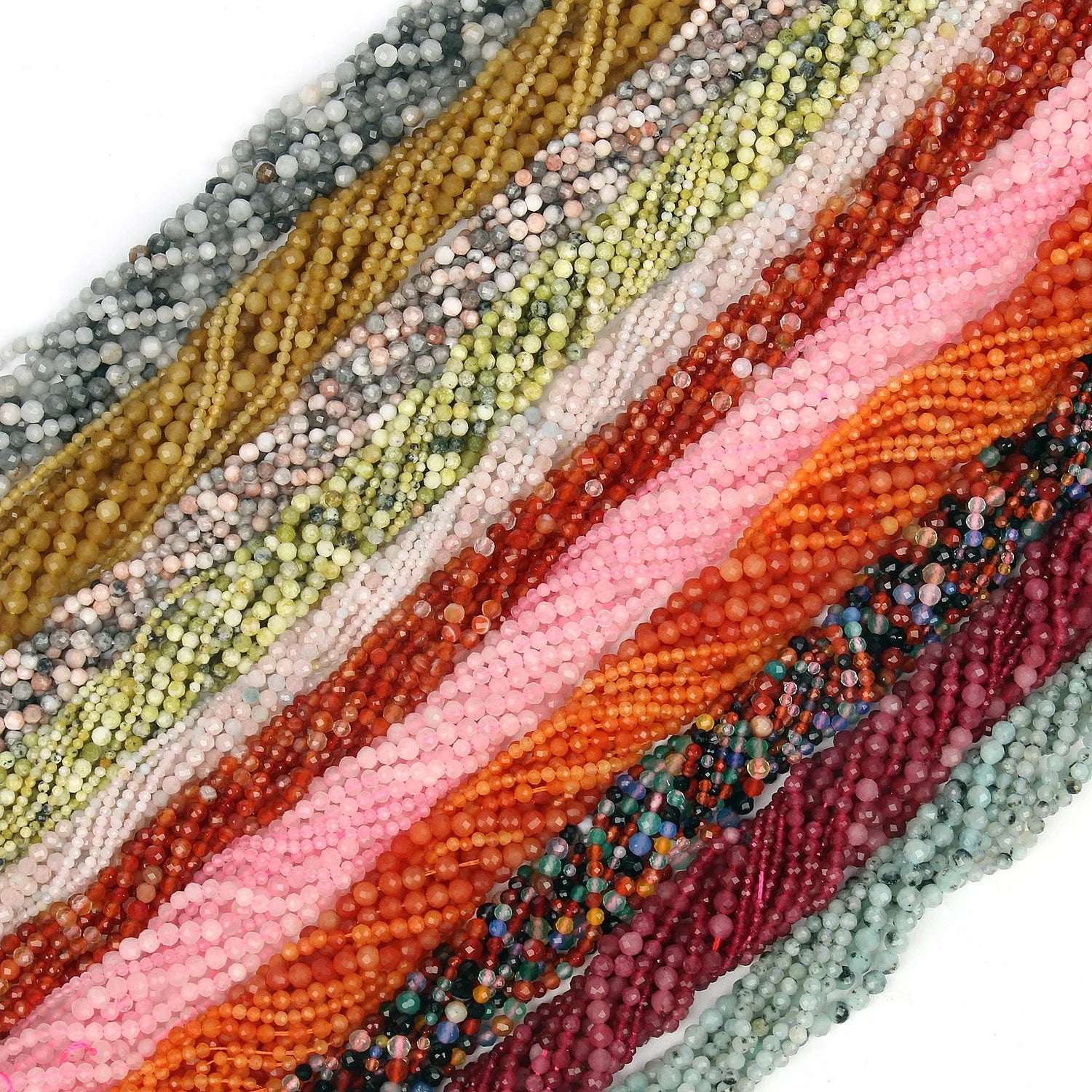 Wholesale Small Size 2/3/4MM Faceted Natural Stone Loose Beads for Jewelry Making DIY
