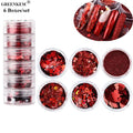 6 Boxes/ Set Valentine's Day Sequins Decal Red Love Heart Nail Charms Red Nails Glitter Heart Nail Art Decoration