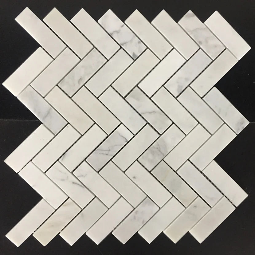 Marble Mosaic Tile Sheet Calacatta Gold Herringbone Mosaic Backsplash and Floor Tile