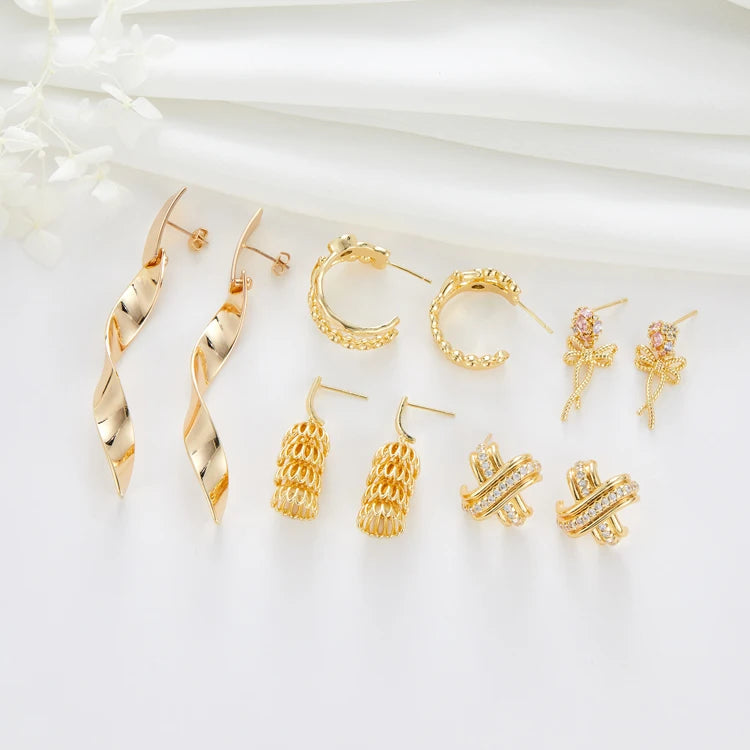 Gold Plated Bohemian Brass Earrings Jewelry Elegant Dainty Dangling Dangle Drop Earrings Women