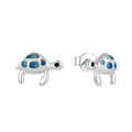 Romantic Cute Animal Jewelry Gift S925 Sterling Silver Blue Enamel Turtle Stud Earrings For Women