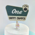 Happy Camper Wood One Cake Topper Premium Quality Themed Baking Decorative Cake Accessories for Parties