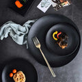 Customized Design Black Kitchenware Set Matt Black Shrinkage Dot Glaze Black Dinnerware Set