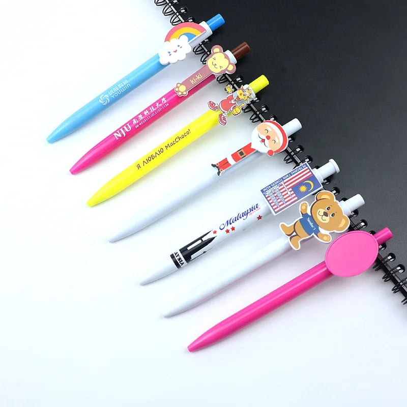 Korean Stationery Supplier Custom Pvc Clip Cartoon Pen