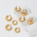 High End PVD 18K Gold Plated Chunky Twisted Lightweight Hollow Stainless Steel Hoop Earring Fashion Jewelry