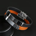 Wholesale and Retail Fashion Men's Bracelet Stainless Steel Leather Black Brown Light Plate Bracelet LOGO Custom