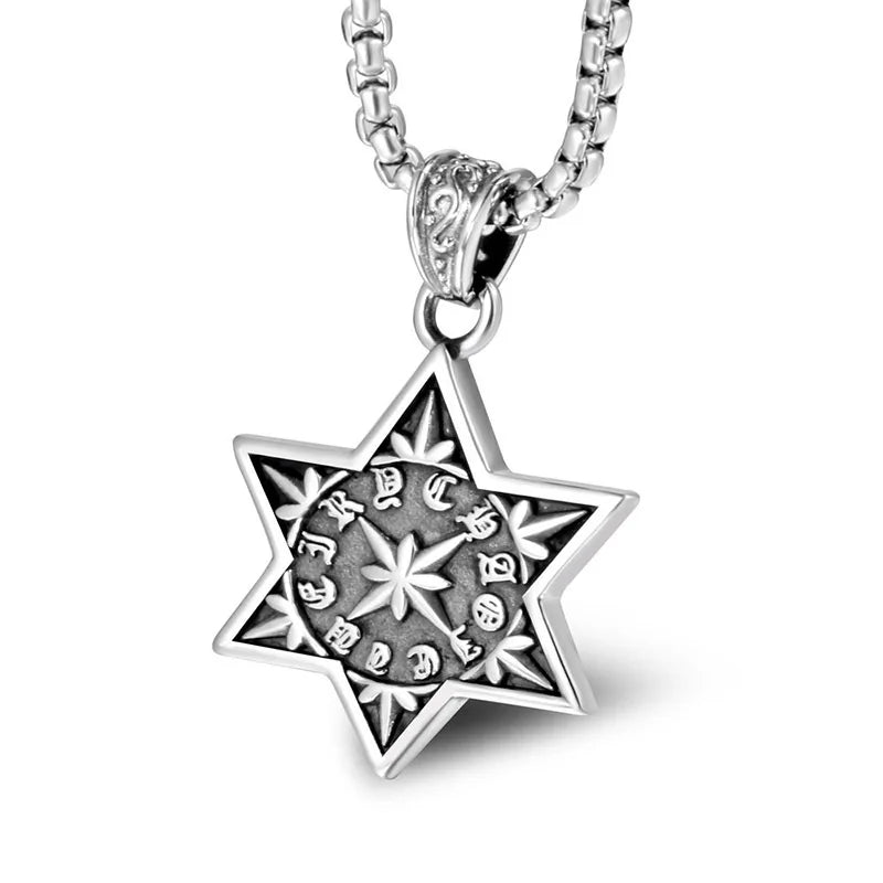 Religious Custom Design David Star Pendant Jewelry With Six Ommani Pedmehum Mantra Necklace