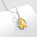Sterling Silver Created Moissanite Diamond Zircon Pendant Necklace Fine Jewelry Simulated Yellow Diamond Pendant Necklace