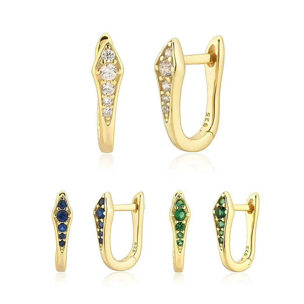 YHE0293 925 Sterling Silver Gold Snake Circle Huggies Hoops Women Fashion Luxury Jewelry 2025 Rock Punk Crystal Loops Piercing