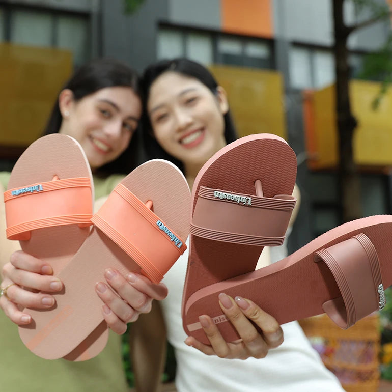 Women's Open Toe Flip Flops Anti-Slip Summer Spring Autumn Outdoor Slippers Fashion Trend Sandal Soft Rubber Slide Recyclable