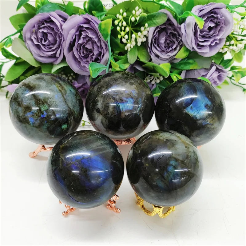 Polished Natural 4-7 cm Crystal Ball Labradorite Crystal Sphere for Home Decoration
