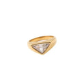 Stainless Steel Non Tarnish Women 18k Gold Plated Big Chunky Triangle Cubic Zircon Dome Ring Water Resistant Jewelry