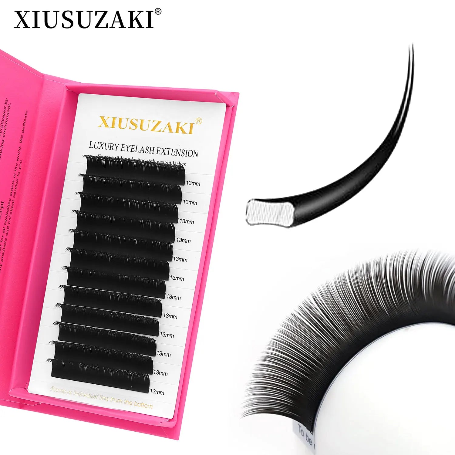 XIUSUZAKI Private Label Vegan 0.15 0.20 Flat Lash Extension Individual Lash Extensions Matte Black Flat Ellipse Lashes