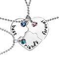 Hot Heart Shape BFF Necklaces Sets Rhinestone Silver Plated Best Friends Pendant Necklaces for Friendship Jewelry