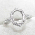 Sterling Silver 7*9mm Semi Mount Ring Empty Frame Blank Support Claw Setting S925 Base Holder Without Center Stone for DIY Inlay