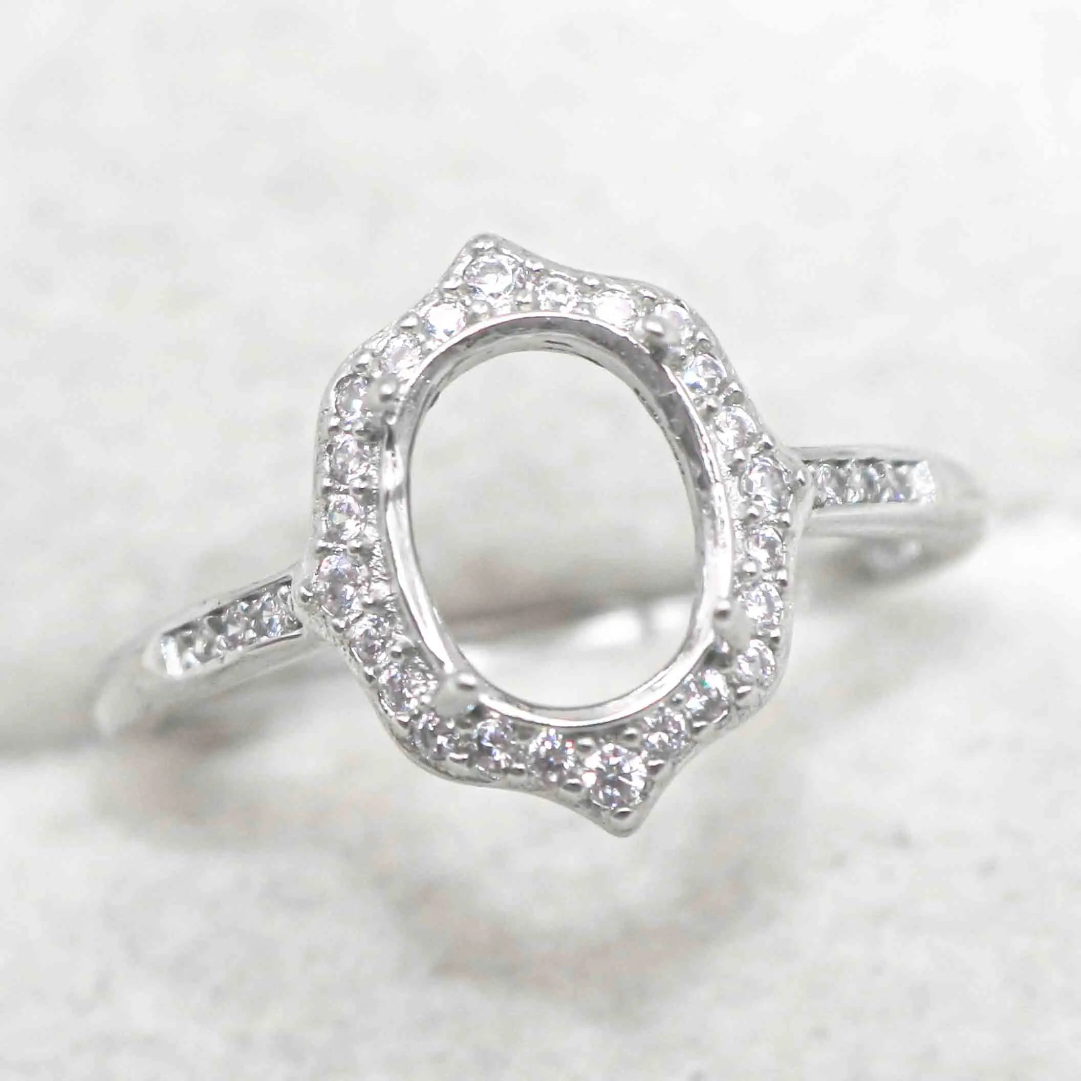 Sterling Silver 7*9mm Semi Mount Ring Empty Frame Blank Support Claw Setting S925 Base Holder Without Center Stone for DIY Inlay
