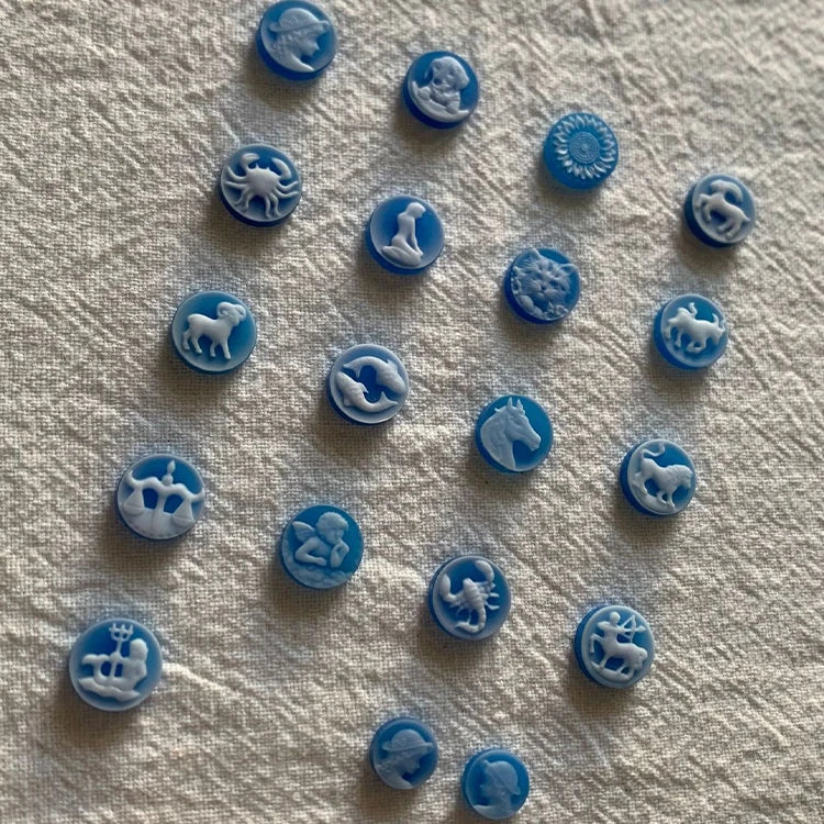Heizun 10mm Agate Cameo Carved Mini Stone Round Cabochons Gems Loos Gemstone for Jewelry Making