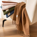 Autumn Women's Solid Versatile Imitation Cashmere Scarf Shawl New High Feeling Winter Warmth Tassel Pashmina Polyester Wholesale