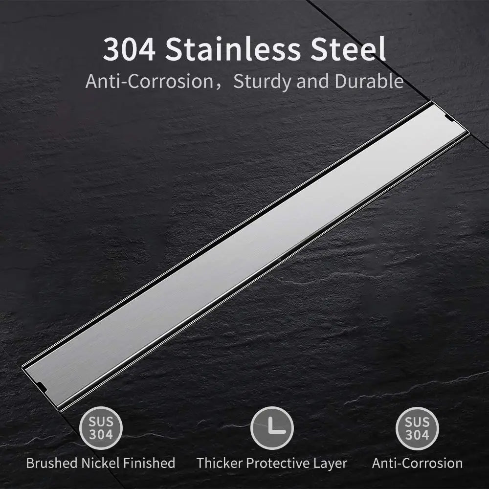 Modern 300*55mm Stainless Steel Invisible Rectangle Linear Drain Concealed Tile Insert Long Shower Floor Drain for Bathroom