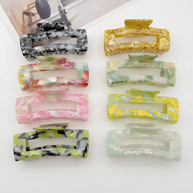 QianJin Wholesale Rectangular Acetate Claw Nail European and American Style for Female Hair Accessories for Girl with Thick Hair
