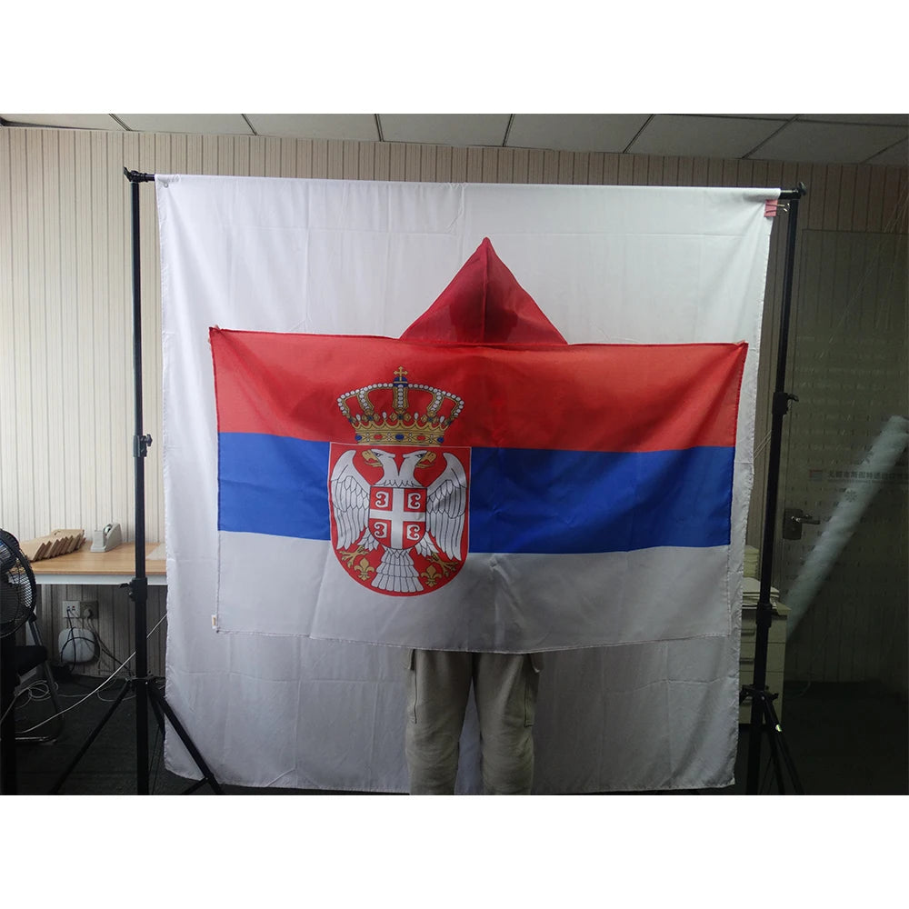 3x5ft  Football Match Custom Logo Cheering Fan Cape Body Flag Serbia National Flag Cloak