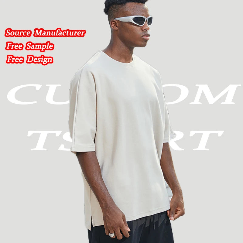 Custom LOGO Top Quality Cotton Blank Short-sleeved T-shirt Oversized Boxy Tshirt Heavyweight Vintage Oversized Tee Shirt for Men