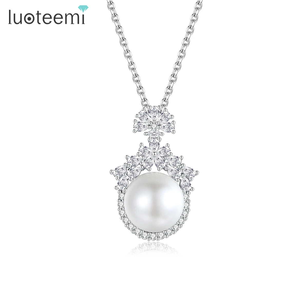 LUOTEEMI Charm Designer Pendant Imitation Pearl Necklace Trending Chain Fashion for Lady Woman Jewelry Necklace