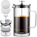 600ml/34oz Modern Design Eco-Friendly Portable Double-Wall 304 Stainless Steel 1L Borosilicate Glass French Press Coffee Maker